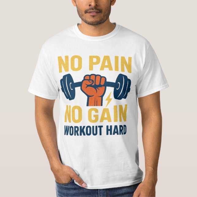 No Pain No Gain – Motivational Fitness Design T Shirt (Framsida)