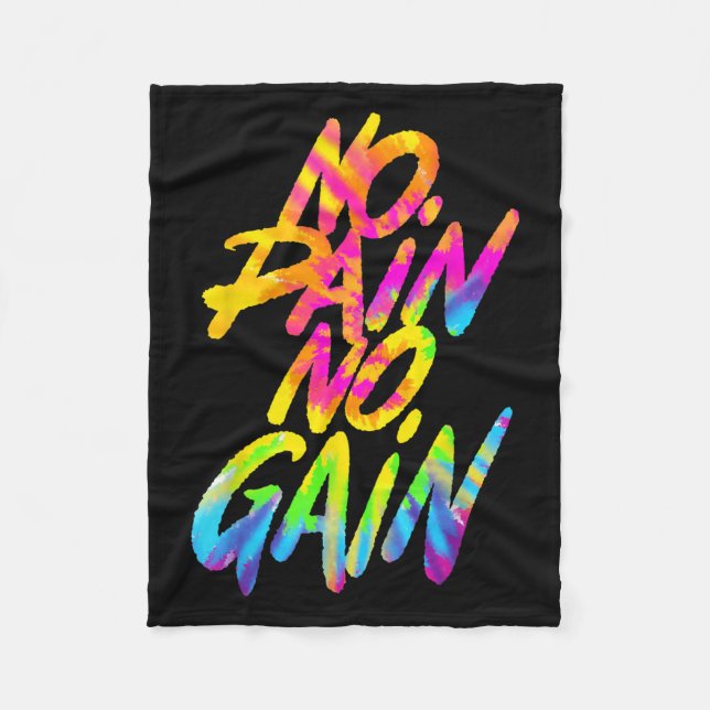 No Pain No Gain Motivational Gym Humor Tie Dye Wei Fleecefilt (Framsidan)