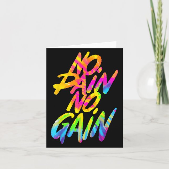 No Pain No Gain Motivational Gym Humor Tie Dye Wei Kort (Framsida)
