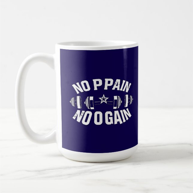 No Pain No Gain Workout Barbell Kaffemugg (Vänster)