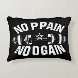 No Pain No Gain Workout Barbell Prydnadskudde