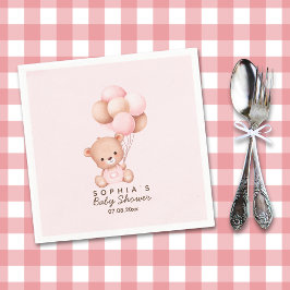 No podemos esperar mas Lindo oso Rosa Baby shower Pappersservett