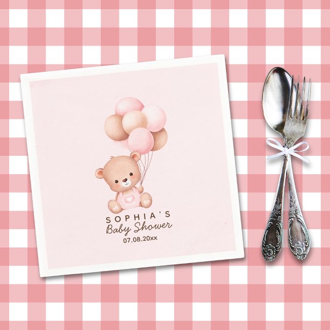 No podemos esperar mas Lindo oso Rosa Baby shower Pappersservett (Skapare uppladdad)