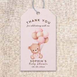 No podemos esperar mas Lindo oso Rosa Baby shower Presentetikett