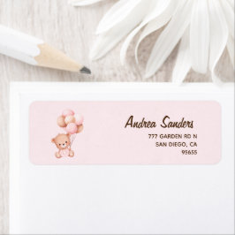 No podemos esperar mas Lindo oso Rosa Baby shower Returadress Etikett