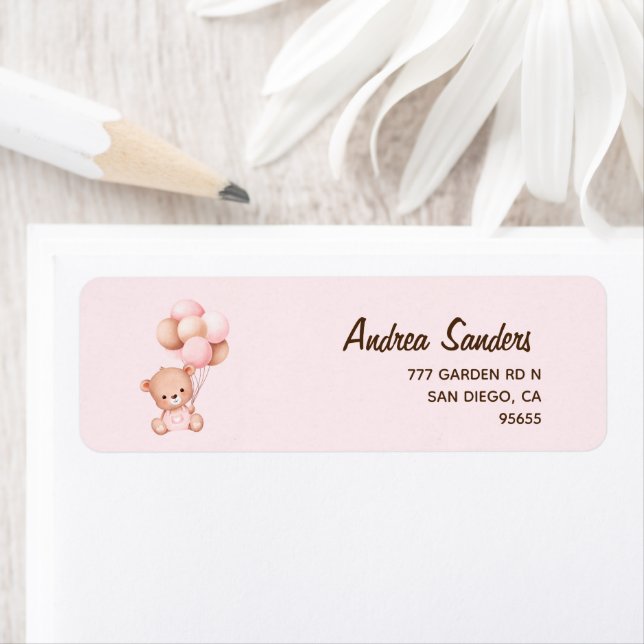 No podemos esperar mas Lindo oso Rosa Baby shower Returadress Etikett (Insitu)