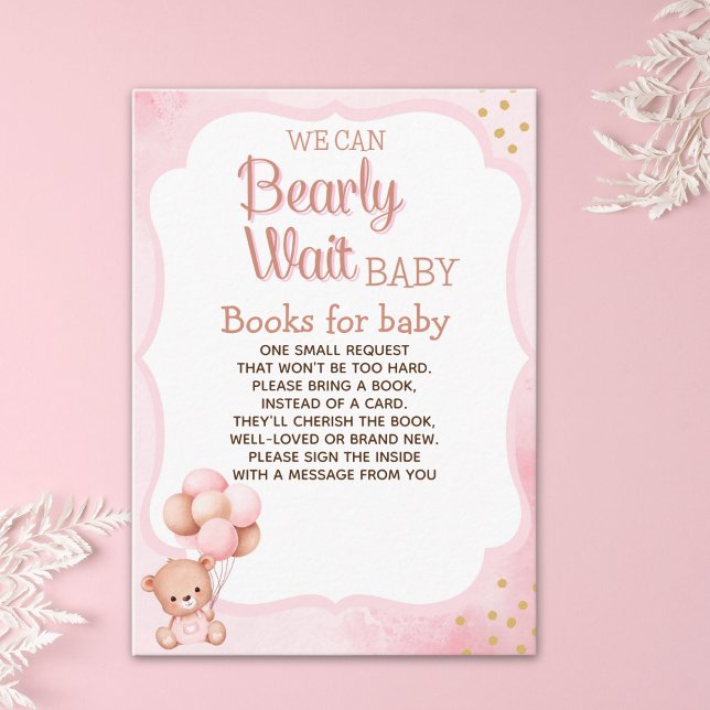 No podemos esperar mas Lindo oso Rosa Baby shower Tilläggskort (Skapare uppladdad)