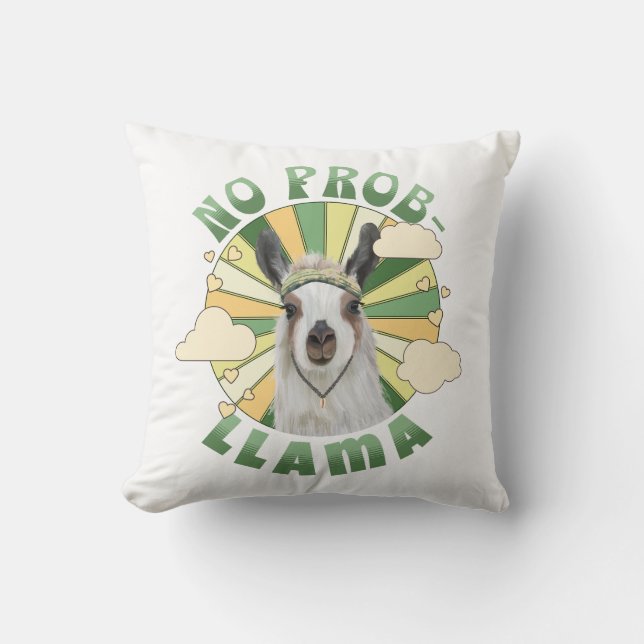 No Prob-Llama Boho Llama Kudde (Framsida)