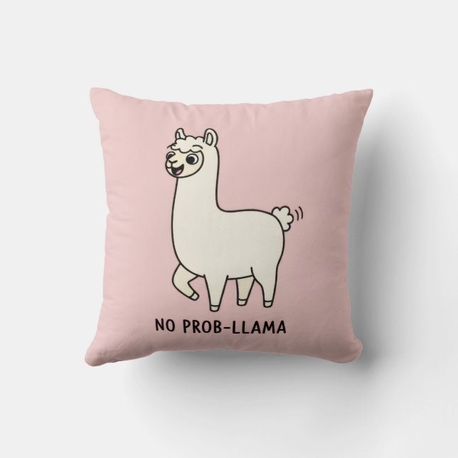 "No Prob-Llama" Cute Llama Doodle - Chill Vibe Kudde (Baksida)