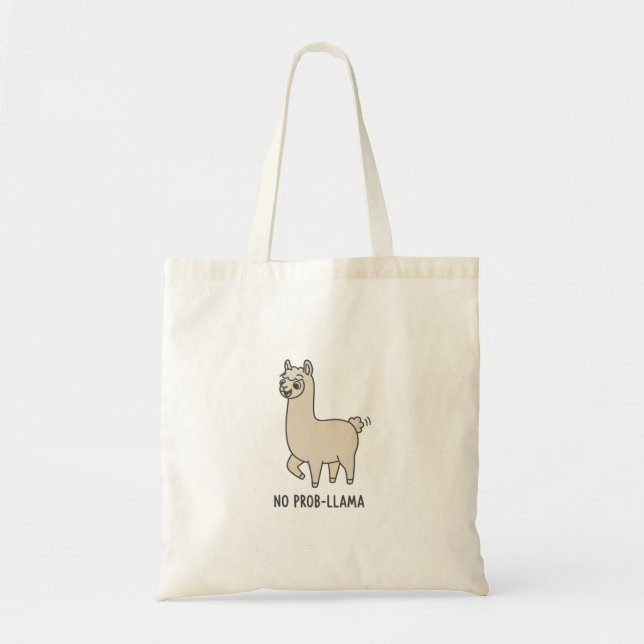 "No Prob-Llama" Cute Llama Doodle - Chill Vibe Tygkasse (Framsidan)