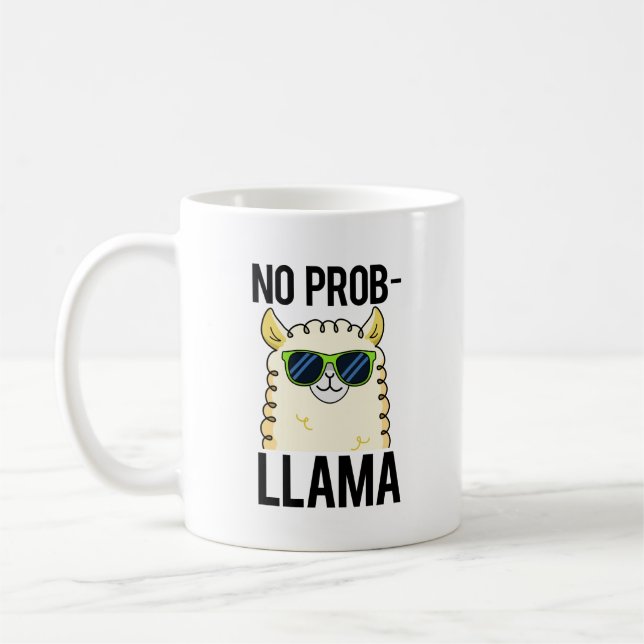 No-Prob-Llama Funny Coola Llama Pun Kaffemugg (Vänster)