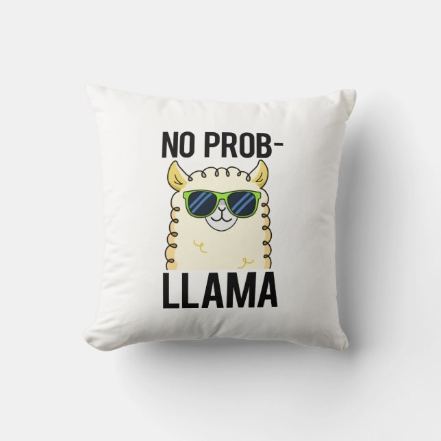 No-Prob-Llama Funny Coola Llama Pun Kudde (Framsida)