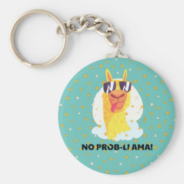 No-Prob-Llama Funny Cute Llama med Stars Nyckelring