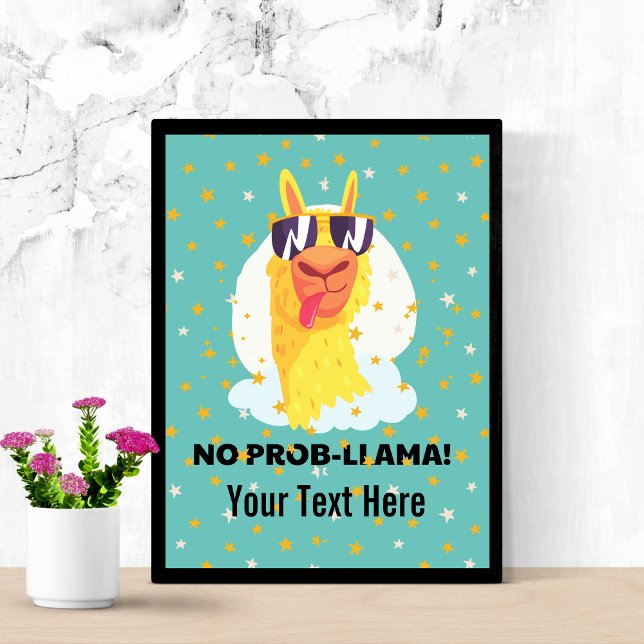 No-Prob-Llama Funny Cute Llama med Stars Poster (Skapare uppladdad)