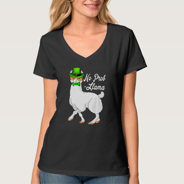 No Prob Llama Irish Leprechaun Hat St Patricks Day T Shirt (Framsida)