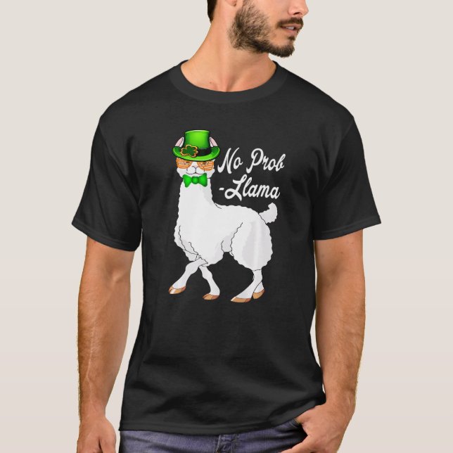 No Prob Llama Irish Leprechaun Hat St Patricks Day T Shirt (Framsida)