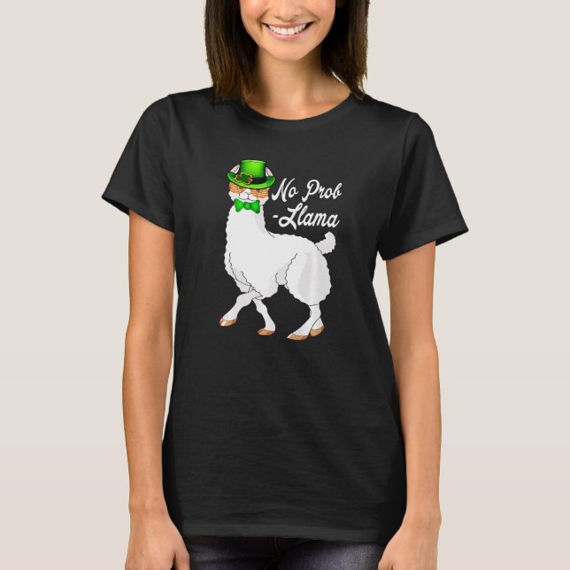 No Prob Llama Irish Leprechaun Hat St Patricks Day T Shirt (Framsida)