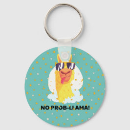 No-Prob-Llama Rolig Söt Lama med Stjärnor Nyckelring