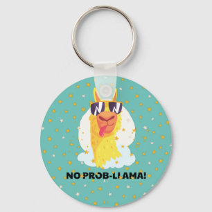 No-Prob-Llama Rolig Söt Lama med Stjärnor Nyckelring
