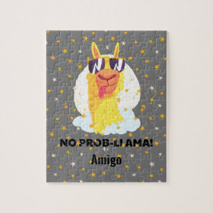 No-Prob-Llama Rolig Söt Lama med Stjärnor Pussel