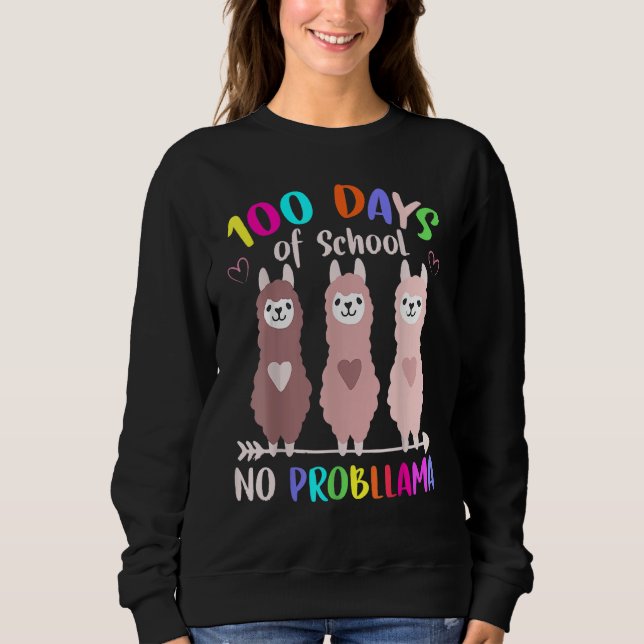 No Probllama 100 Days Of School LLama Teachers T Shirt (Framsida)