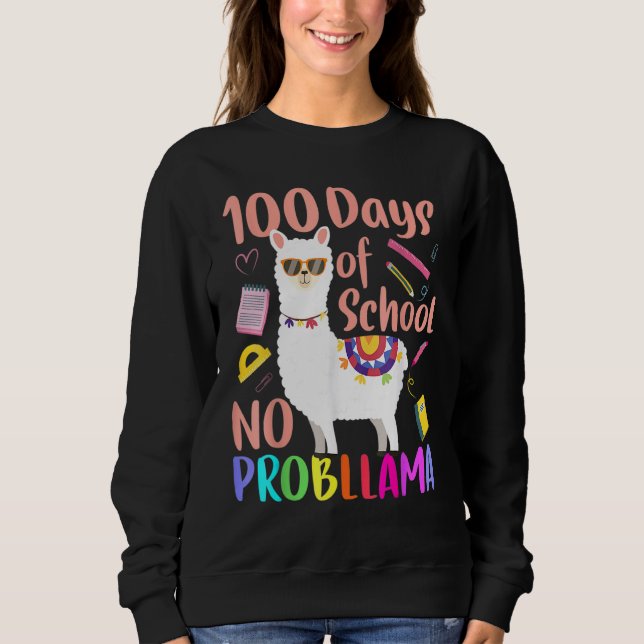 No Probllama 100 Days Of School LLama Teachers Tsh T Shirt (Framsida)