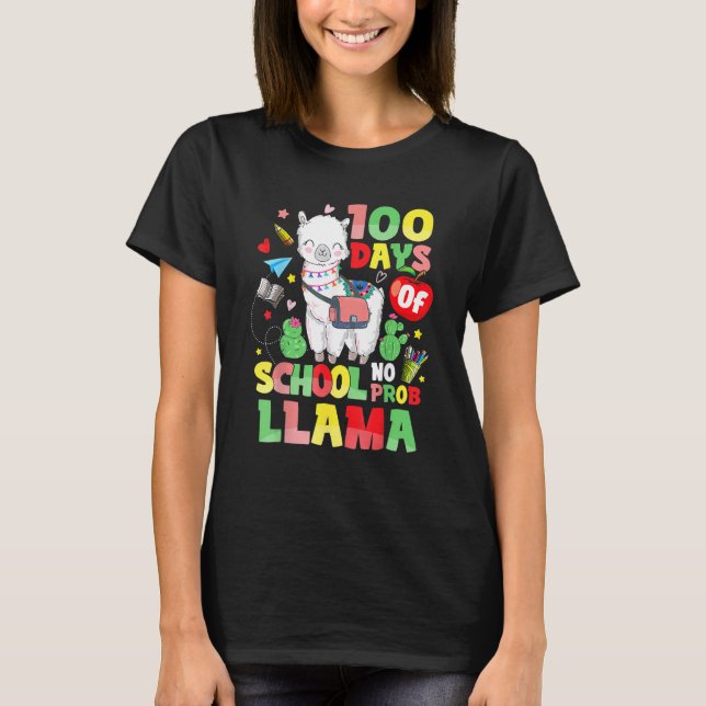 No Probllama Llama 100 Days Of School Cute 100th D T Shirt (Framsida)