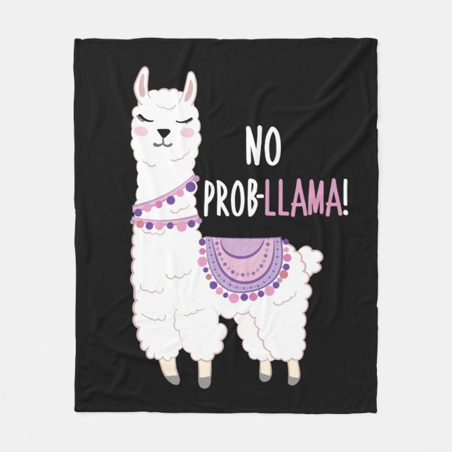 No Probllama Llama Fleecefilt (Framsidan)