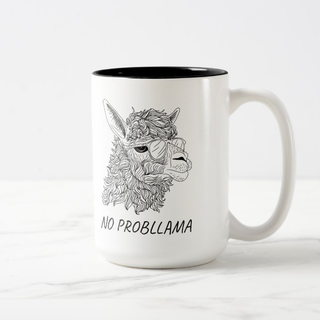 No Probllama Mugg - Cute Llama Design (Höger)