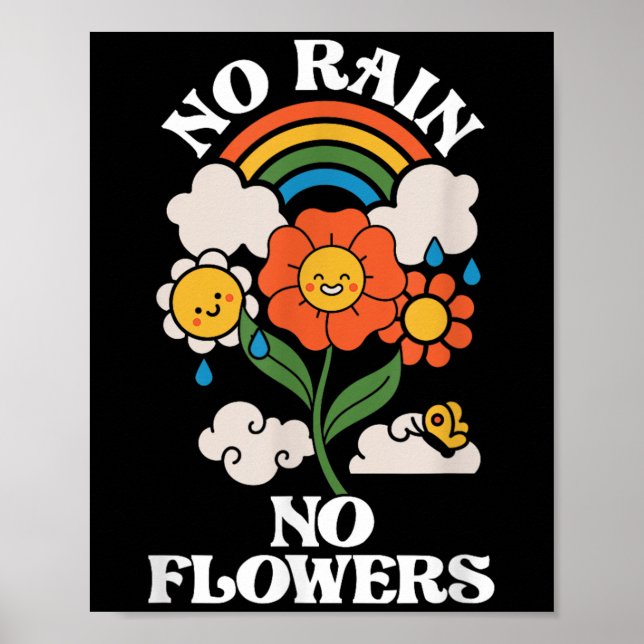 No Rain No Flowers _ Rainbow Nature _ Motivation  Poster (Framsidan)