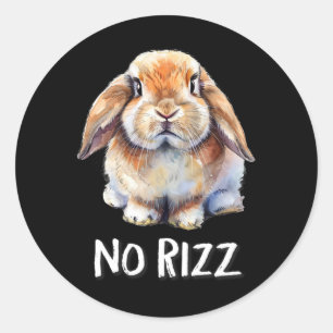 No Rizz Mini Holland Lop Bunny Rabbit Älskare Runt Klistermärke