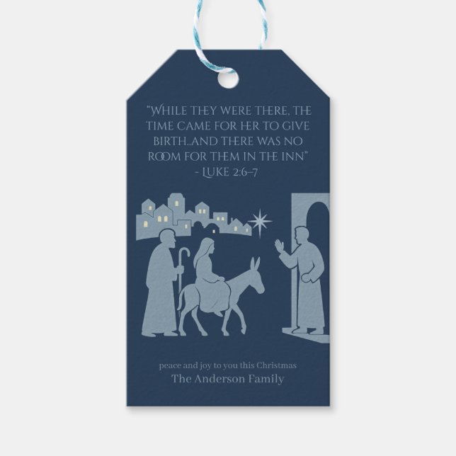 No Room at the Inn Gift – Nativity Scene Presentetikett (Framsidan)