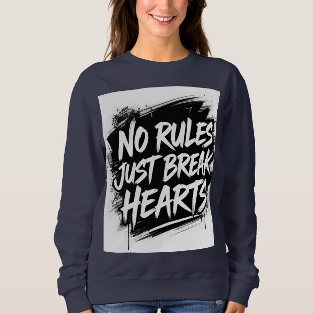 No Rules Just Break Hearts – Bold Street Typograph T Shirt (Framsida)