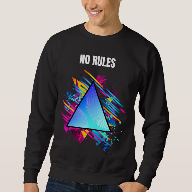 NO RULES – Neon Geometric Style Lång Ärmad Tröja (Framsida)