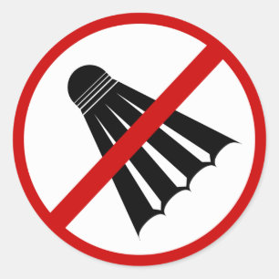 no-shuttlecocks runt klistermärke