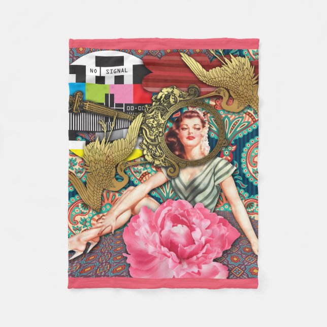 No-signal - Cheeky Dam Digital Collage Fleecefilt (Framsidan)