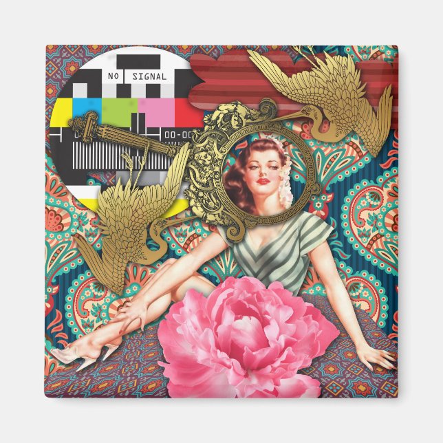 No-signal - Cheeky Dam Digital Collage Magnet (Framsidan)