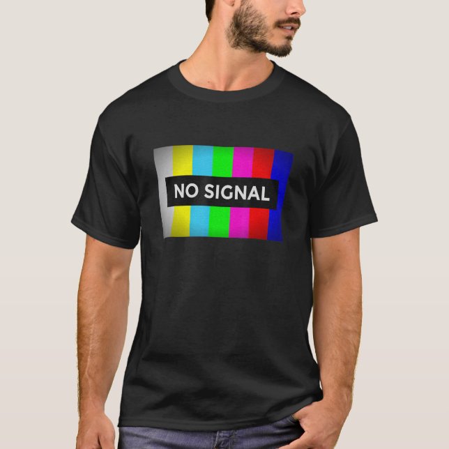 No Signal Retro Nerd Test Screen TV T Shirt (Framsida)