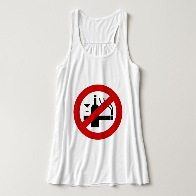 NO Smoking Alcohol ⚠ Thai Sign ⚠ Linne Med Racerback (Design framsida)