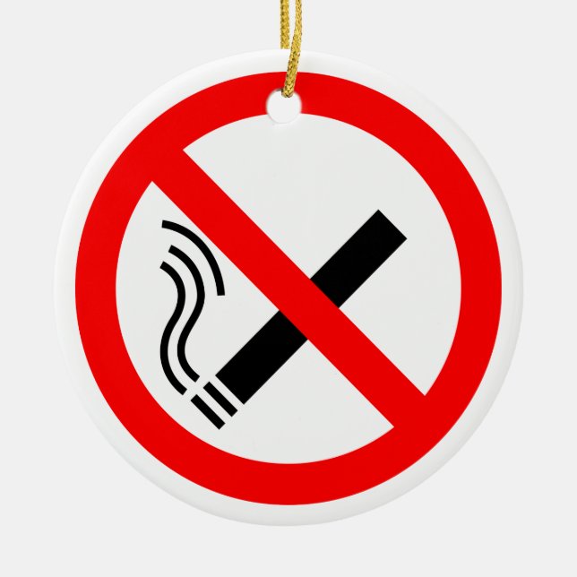 NO Smoking Sign - UK Signage Julgransprydnad Keramik (Framsidan)