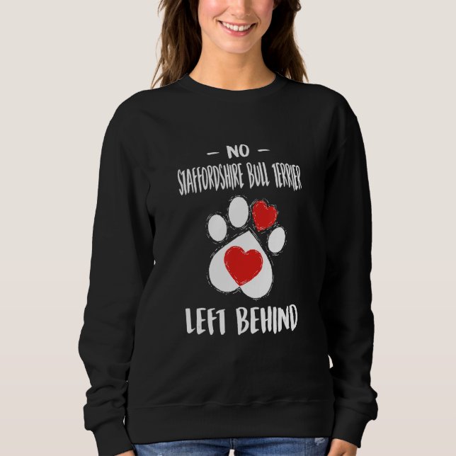No Staffordshire Bull Terrier Left Behind Dog Walk T Shirt (Framsida)