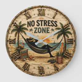 No Stress Zone Beach Coastal Farmhouse Stor Klocka