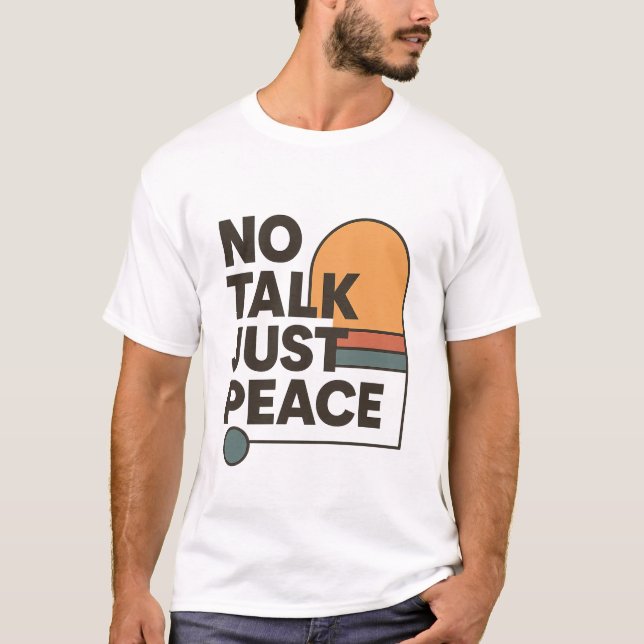 No Talk Just Peace | Retro 70s Aesthetic Introvert T Shirt (Framsida)