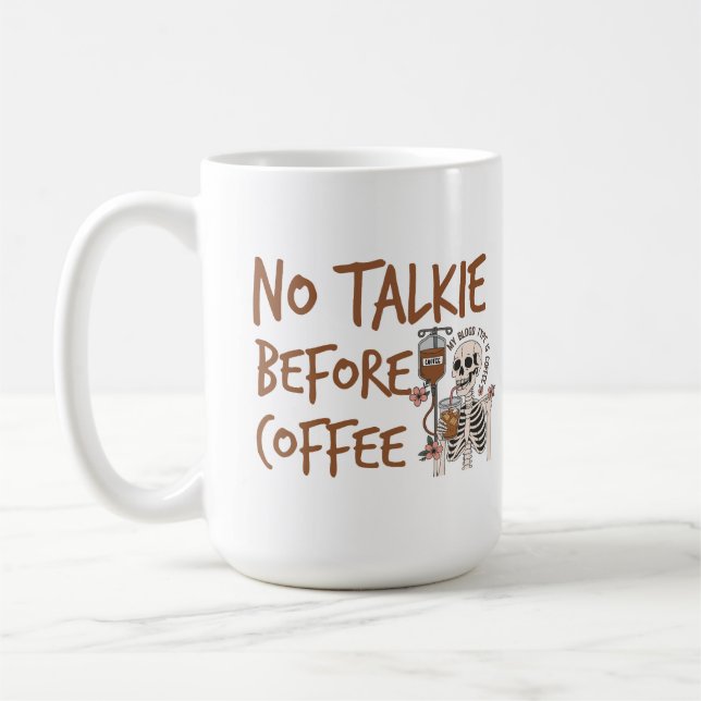 No Talkie Before Coffee funny cat lover gift Kaffemugg (Vänster)