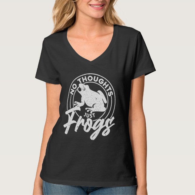 No Thoughts Just Frogs T Shirt (Framsida)