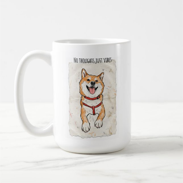 No Thoughts, Just Vibes Shiba Inu Mug | ADHD Brain Kaffemugg (Vänster)