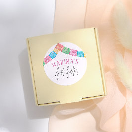 No Time To Siesta First Fiesta Girl Birthday Runt Klistermärke