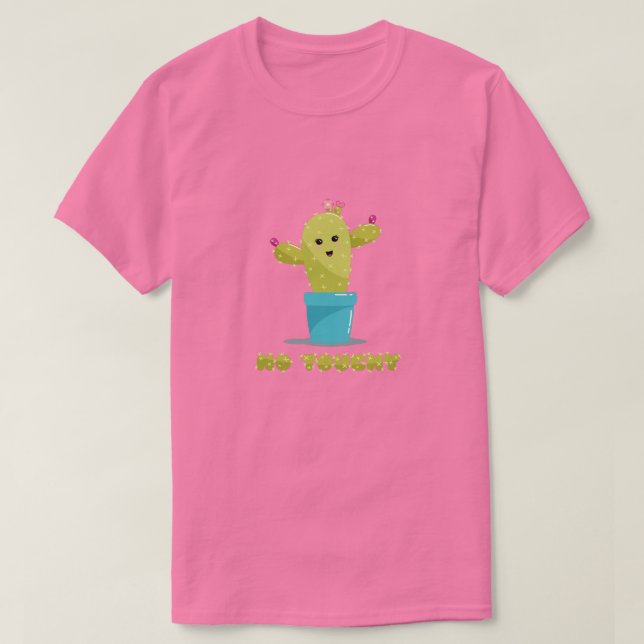 No Touchy - Lycklig Cactus - Kawaii T Shirt (Design framsida)