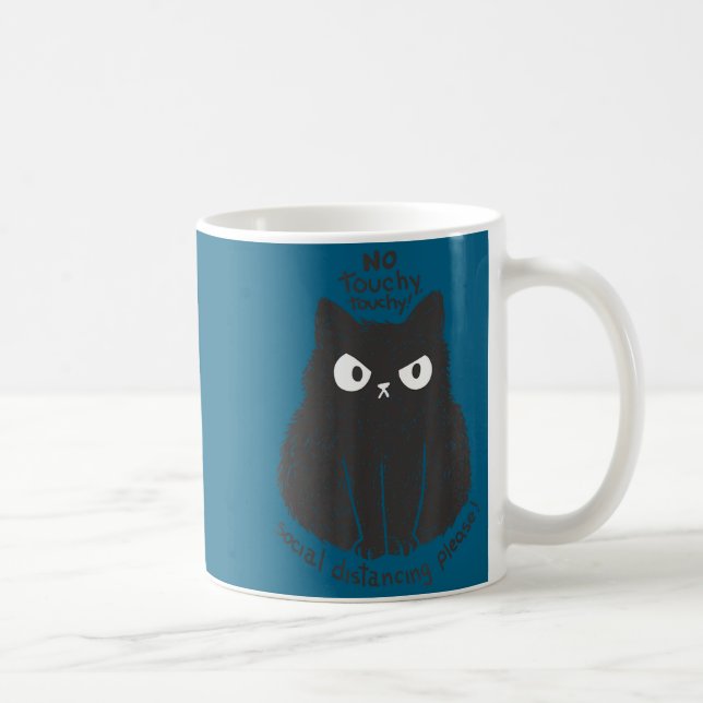 No Touchy Social Distancing Please Funny Angry Cat Kaffemugg (Höger)