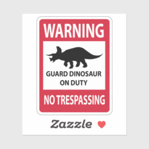 No Trespassing (Triceratops) Sign Klistermärken